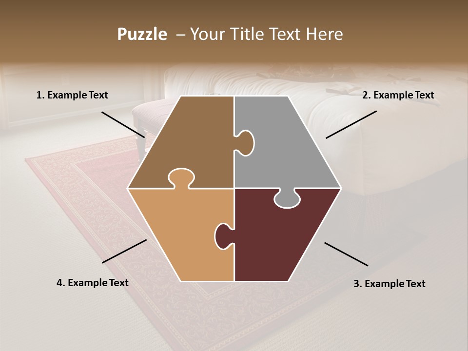 Traditional Woven Rug In Beautiful Bedroom PowerPoint Template