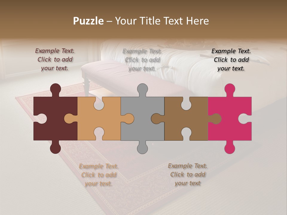 Traditional Woven Rug In Beautiful Bedroom PowerPoint Template