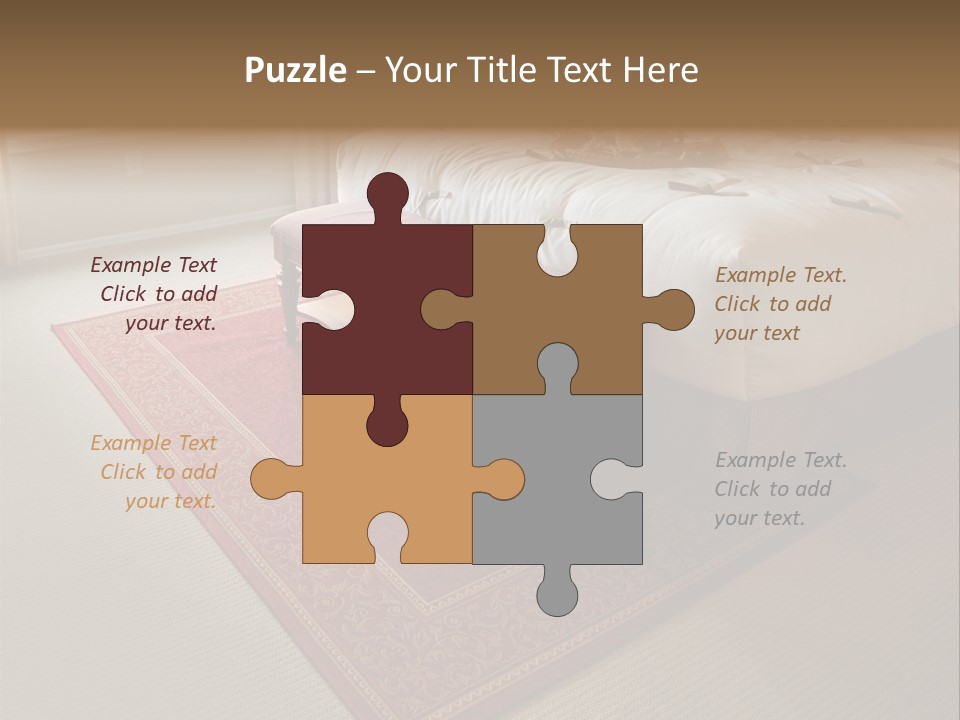 Traditional Woven Rug In Beautiful Bedroom PowerPoint Template