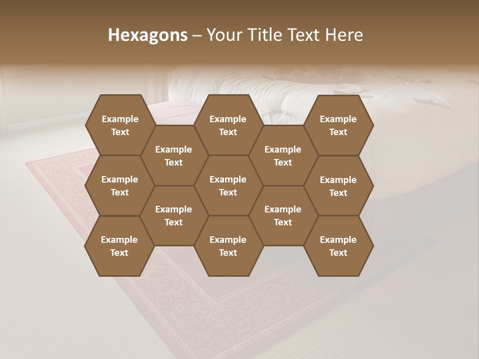 Traditional Woven Rug In Beautiful Bedroom PowerPoint Template