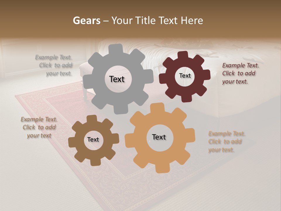 Traditional Woven Rug In Beautiful Bedroom PowerPoint Template