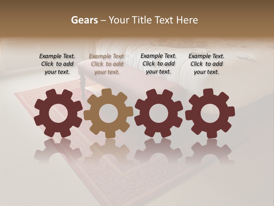 Traditional Woven Rug In Beautiful Bedroom PowerPoint Template