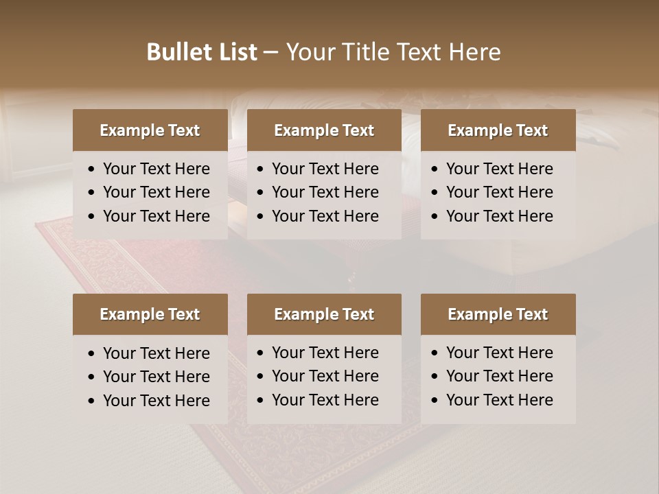 Traditional Woven Rug In Beautiful Bedroom PowerPoint Template