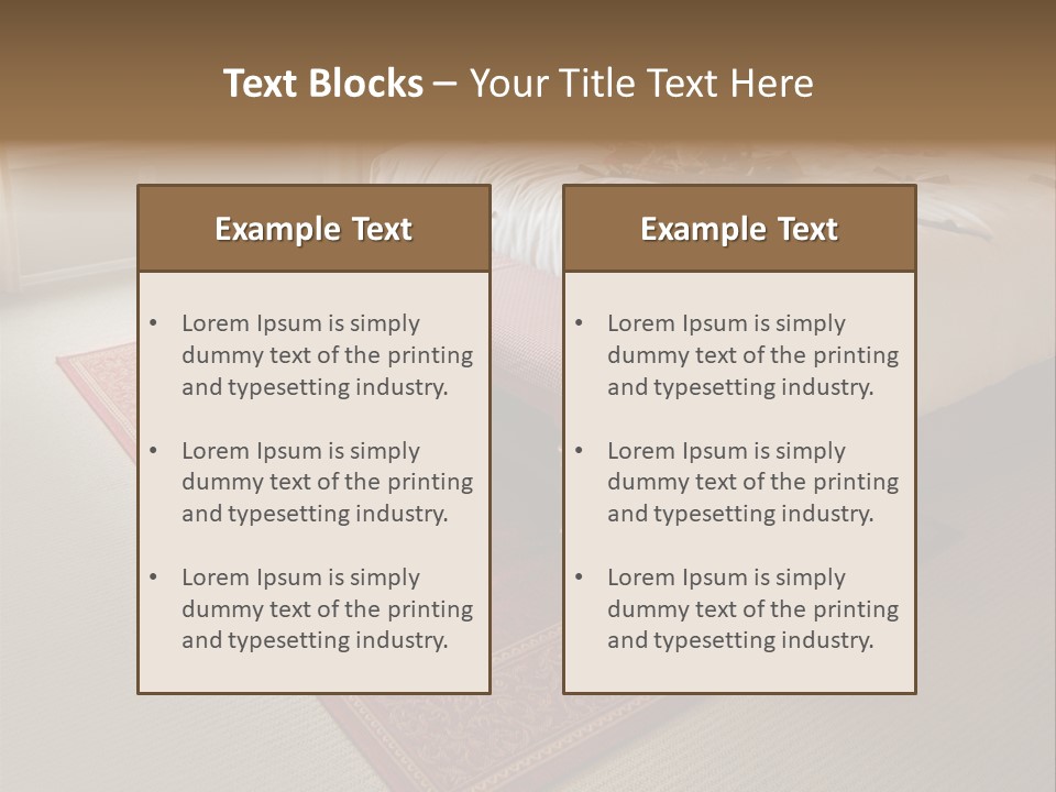 Traditional Woven Rug In Beautiful Bedroom PowerPoint Template