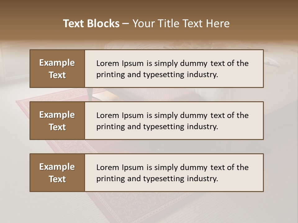 Traditional Woven Rug In Beautiful Bedroom PowerPoint Template