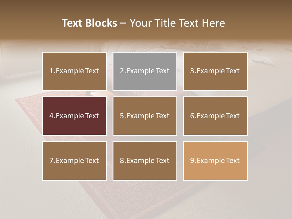 Traditional Woven Rug In Beautiful Bedroom PowerPoint Template