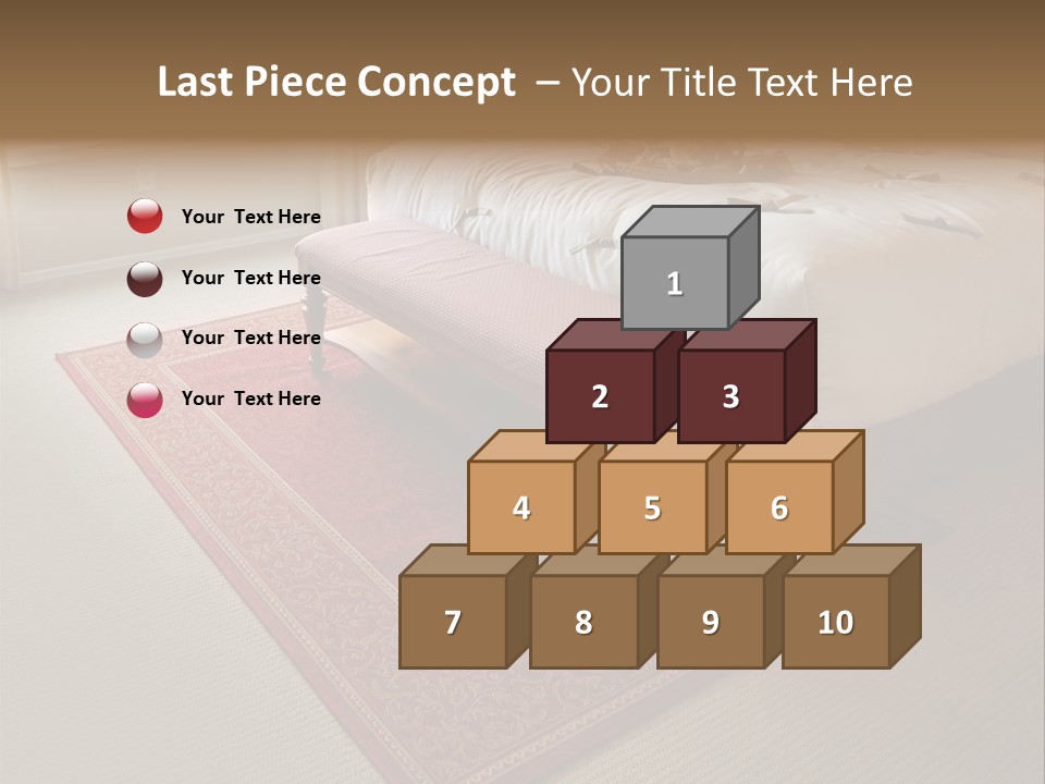 Traditional Woven Rug In Beautiful Bedroom PowerPoint Template