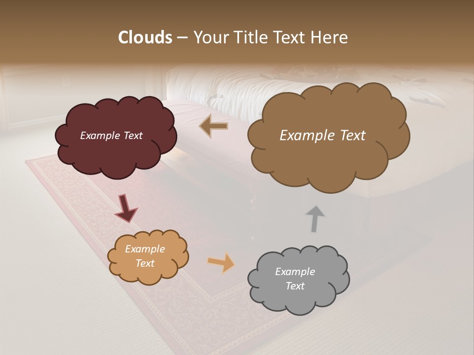 Traditional Woven Rug In Beautiful Bedroom PowerPoint Template