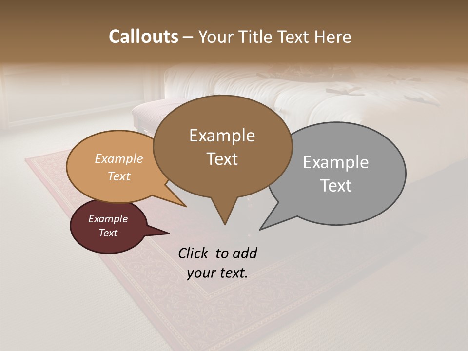 Traditional Woven Rug In Beautiful Bedroom PowerPoint Template