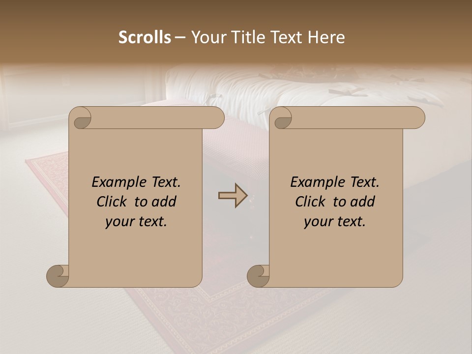 Traditional Woven Rug In Beautiful Bedroom PowerPoint Template