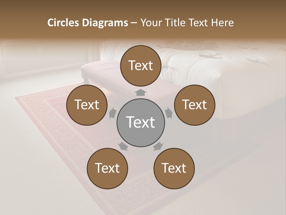 Traditional Woven Rug In Beautiful Bedroom PowerPoint Template