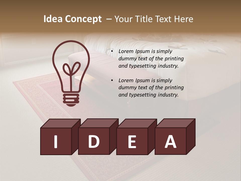 Traditional Woven Rug In Beautiful Bedroom PowerPoint Template