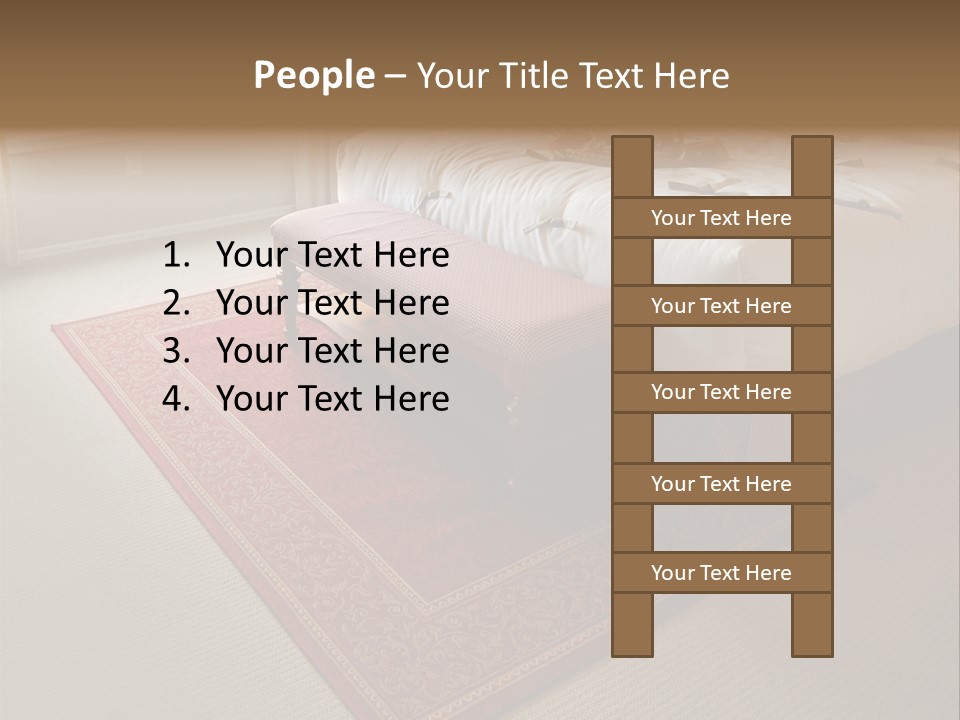 Traditional Woven Rug In Beautiful Bedroom PowerPoint Template