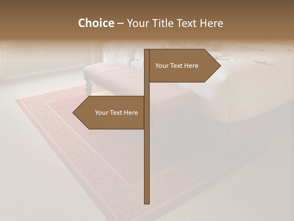 Traditional Woven Rug In Beautiful Bedroom PowerPoint Template