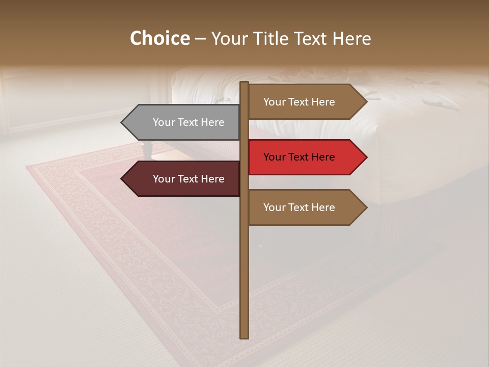 Traditional Woven Rug In Beautiful Bedroom PowerPoint Template