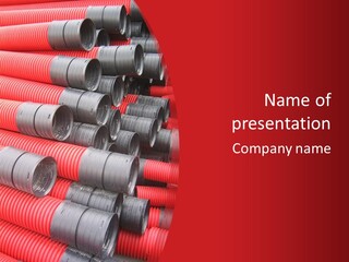 Red Curvilinear Tubes For Construction PowerPoint Template