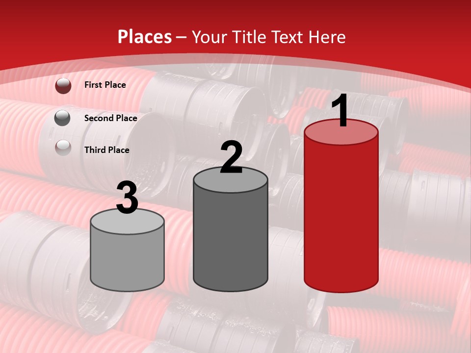 Red Curvilinear Tubes For Construction PowerPoint Template