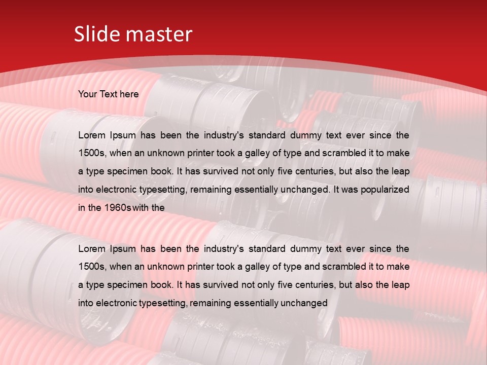 Red Curvilinear Tubes For Construction PowerPoint Template