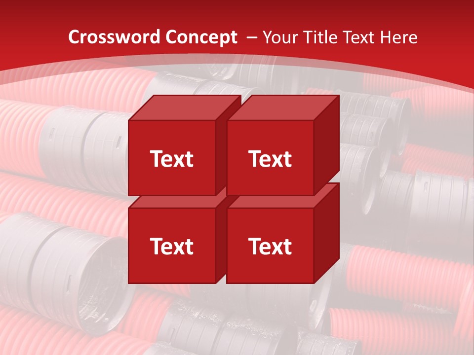 Red Curvilinear Tubes For Construction PowerPoint Template