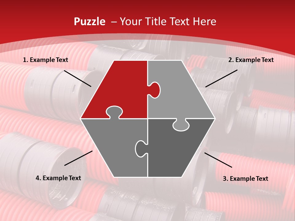 Red Curvilinear Tubes For Construction PowerPoint Template