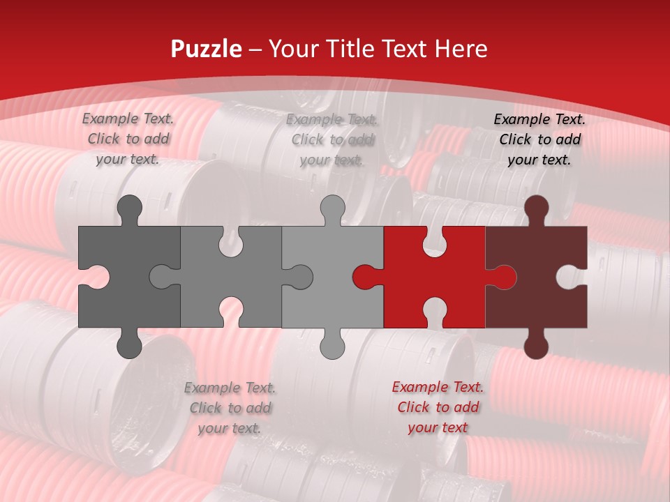 Red Curvilinear Tubes For Construction PowerPoint Template