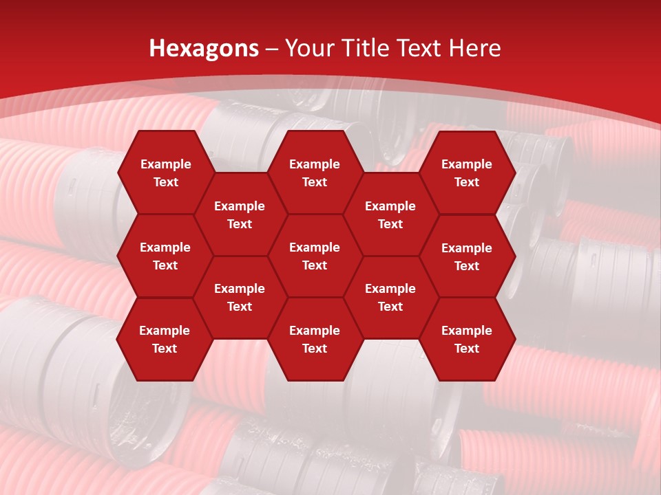 Red Curvilinear Tubes For Construction PowerPoint Template