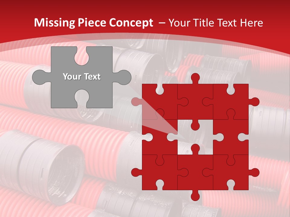 Red Curvilinear Tubes For Construction PowerPoint Template