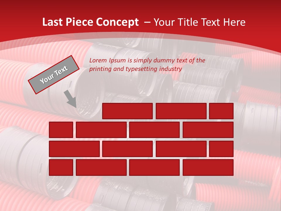 Red Curvilinear Tubes For Construction PowerPoint Template