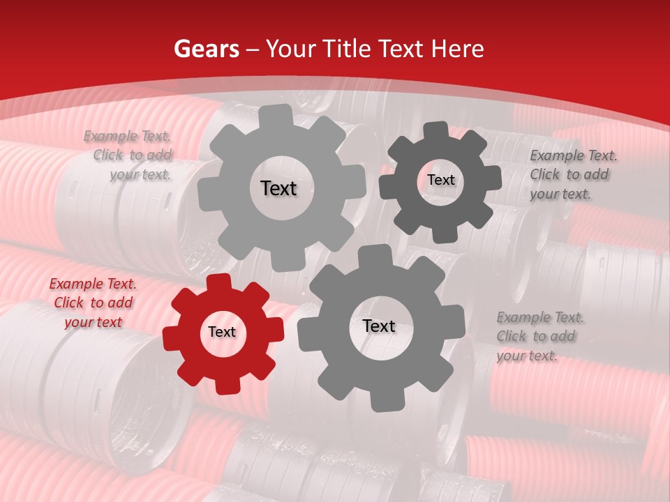 Red Curvilinear Tubes For Construction PowerPoint Template