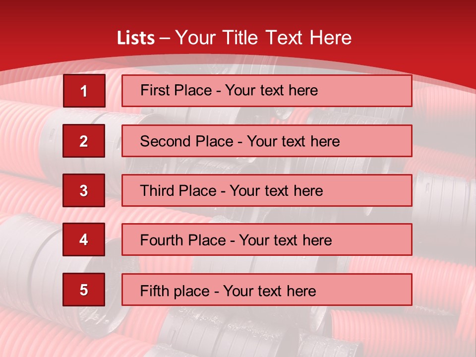 Red Curvilinear Tubes For Construction PowerPoint Template