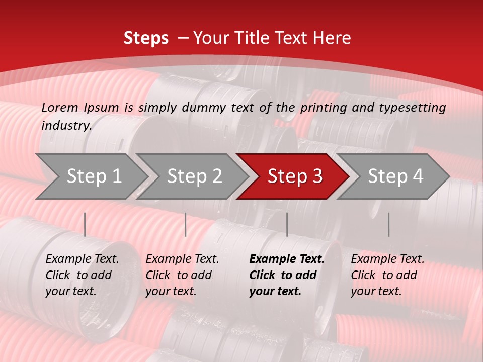 Red Curvilinear Tubes For Construction PowerPoint Template