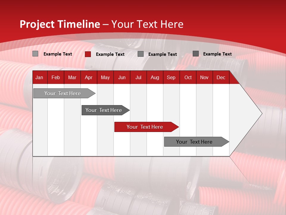 Red Curvilinear Tubes For Construction PowerPoint Template