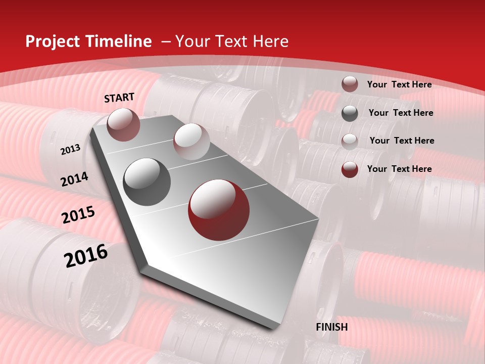 Red Curvilinear Tubes For Construction PowerPoint Template
