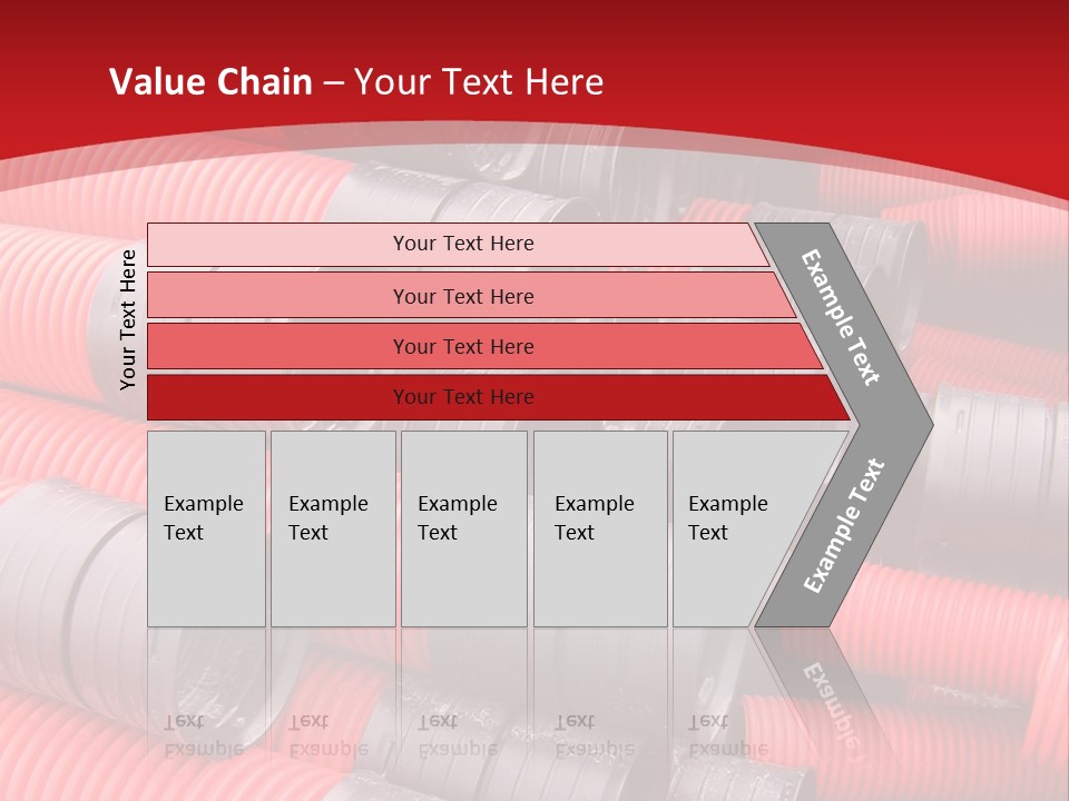 Red Curvilinear Tubes For Construction PowerPoint Template