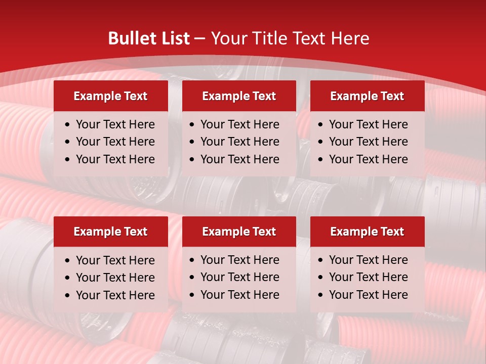 Red Curvilinear Tubes For Construction PowerPoint Template