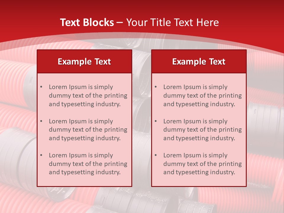 Red Curvilinear Tubes For Construction PowerPoint Template
