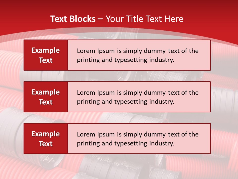 Red Curvilinear Tubes For Construction PowerPoint Template