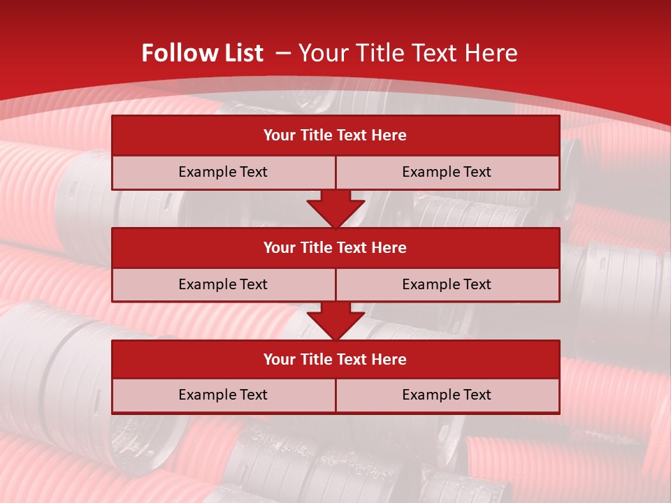Red Curvilinear Tubes For Construction PowerPoint Template