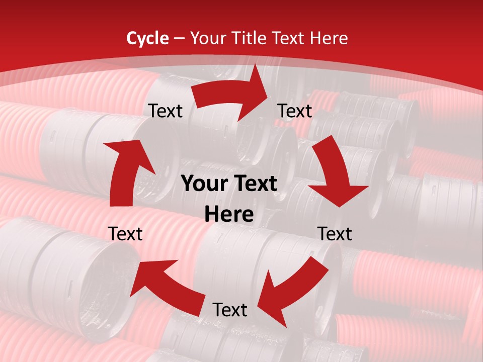 Red Curvilinear Tubes For Construction PowerPoint Template