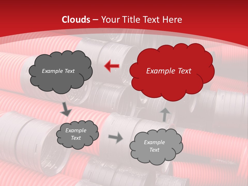 Red Curvilinear Tubes For Construction PowerPoint Template