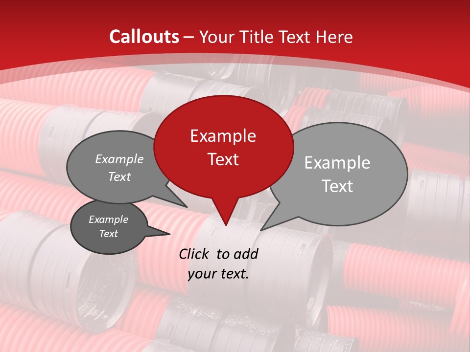 Red Curvilinear Tubes For Construction PowerPoint Template