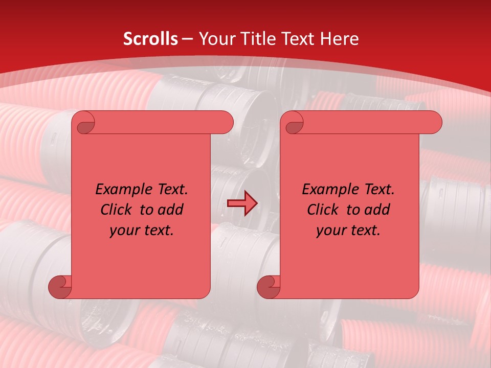 Red Curvilinear Tubes For Construction PowerPoint Template