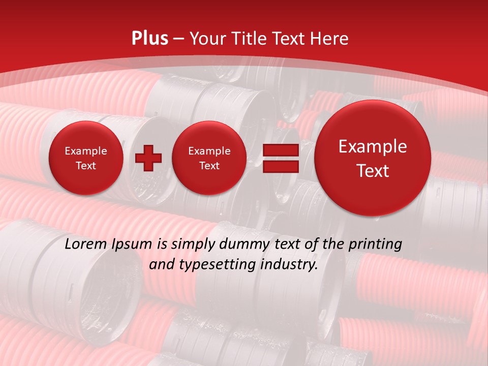 Red Curvilinear Tubes For Construction PowerPoint Template
