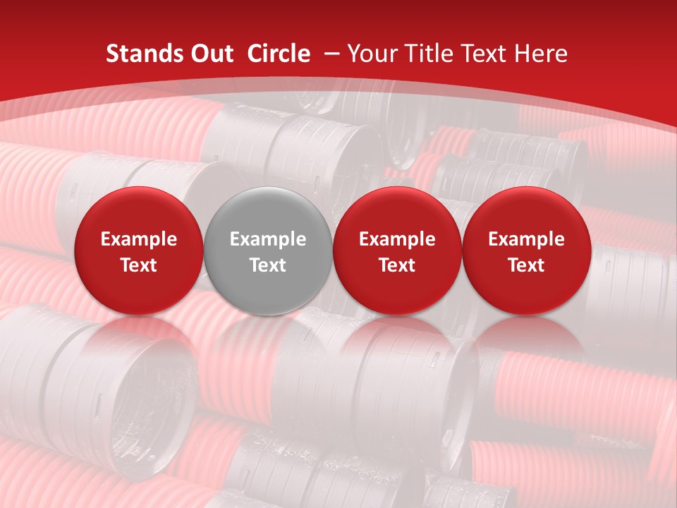 Red Curvilinear Tubes For Construction PowerPoint Template