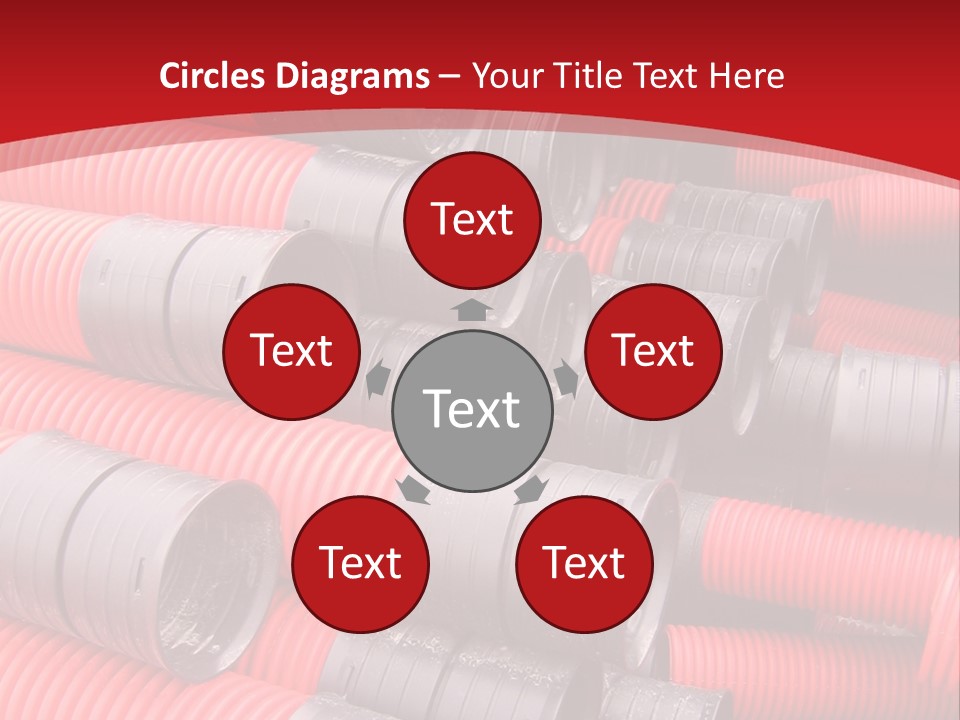 Red Curvilinear Tubes For Construction PowerPoint Template