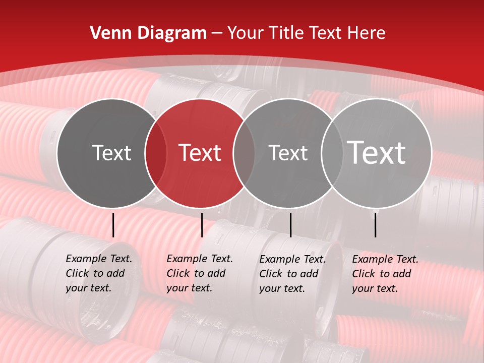 Red Curvilinear Tubes For Construction PowerPoint Template