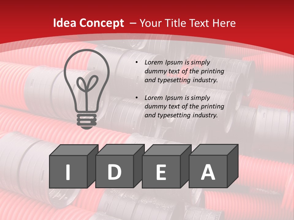 Red Curvilinear Tubes For Construction PowerPoint Template