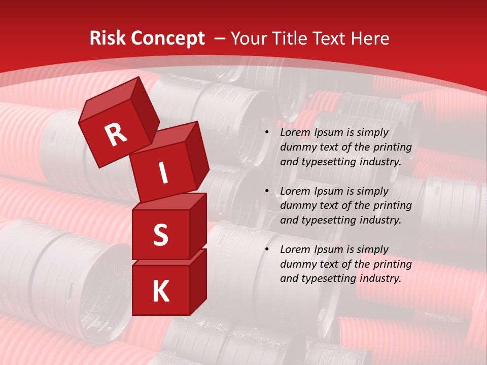 Red Curvilinear Tubes For Construction PowerPoint Template