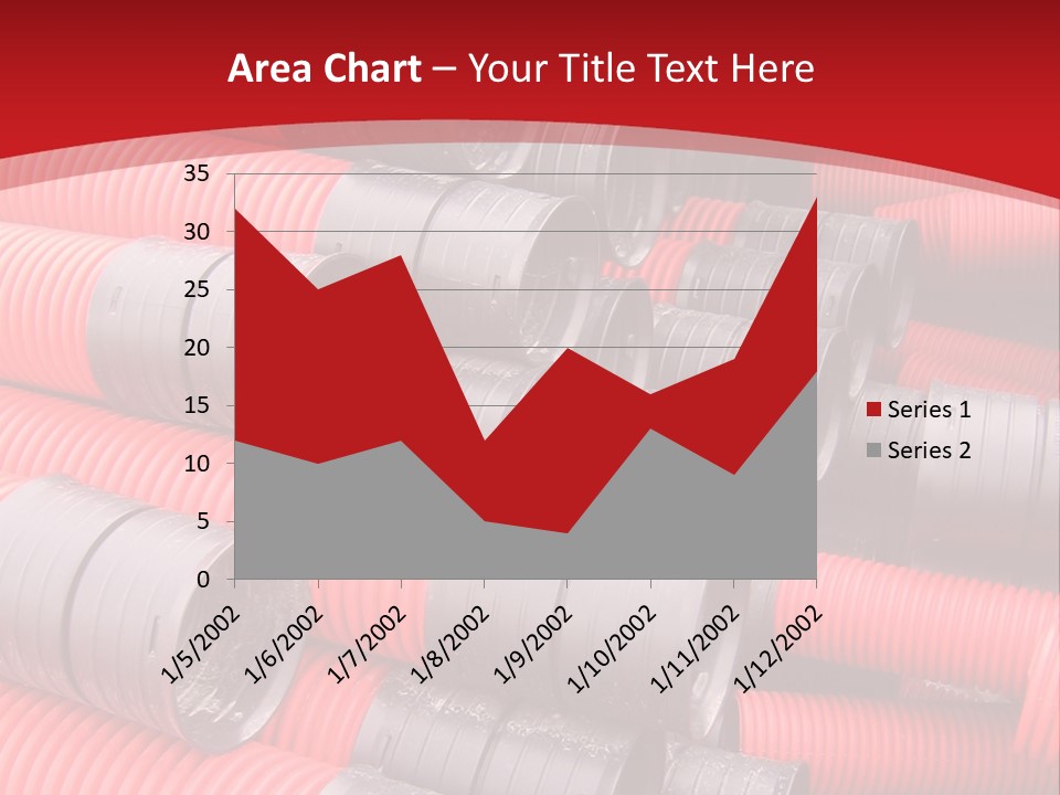 Red Curvilinear Tubes For Construction PowerPoint Template