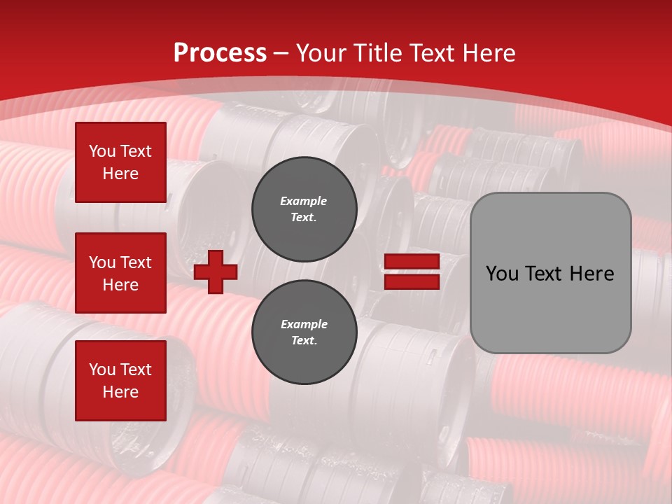 Red Curvilinear Tubes For Construction PowerPoint Template